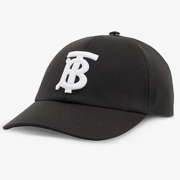 Burberry Embroidered TB Monogram Twill Baseball Cap Black - Picture 1 of 14